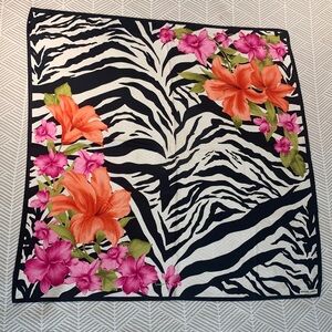 Adrienne Landeau Studio silk scarf zebra and floral print 34” square